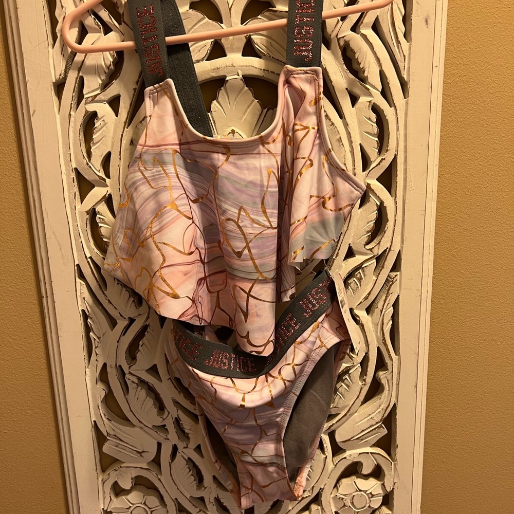 Two piece girls swim suit.